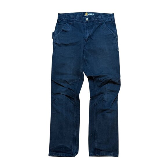 Carhartt Mens Black Straight Fit Work Pants 33x32 Durable Cotton